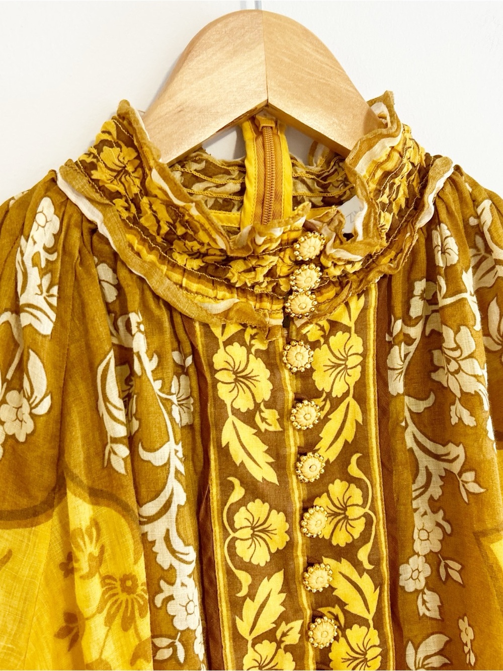ZIMMERMANN Raie Floral Ramie blouse mustard - Picture 6 of 15